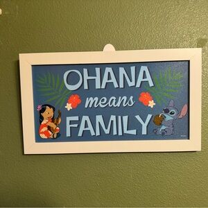 Disney Ohana Means Family Wall Art - Blue, White, and Green